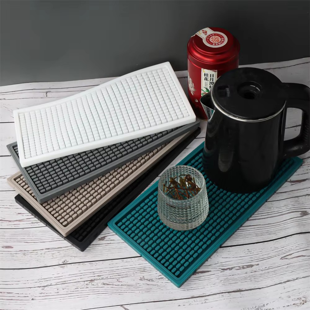 Bar Mat Rubber - シリコン製コーヒーバーマット、滑り止めゴム製ドリップトレイ、耐熱カウンタートップマット（コーヒーメーカー＆バー装飾用）