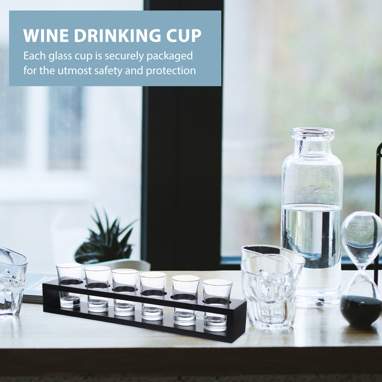 木製ホルダー付きワイングラスセット。家庭用バー、パーティー、 - Home Bar Set のレビューと価格